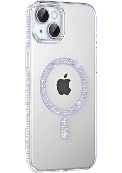 iPhone 13 Kılıf 3D Taşlı Move Manyetik Şarj Özellikli Glitter Kapak