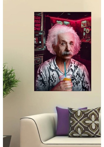 Komik Einstein Kanvas Tablo Ev Duvar Salon Dükkan Ofis Hediyelik Dekarasyon Süsü