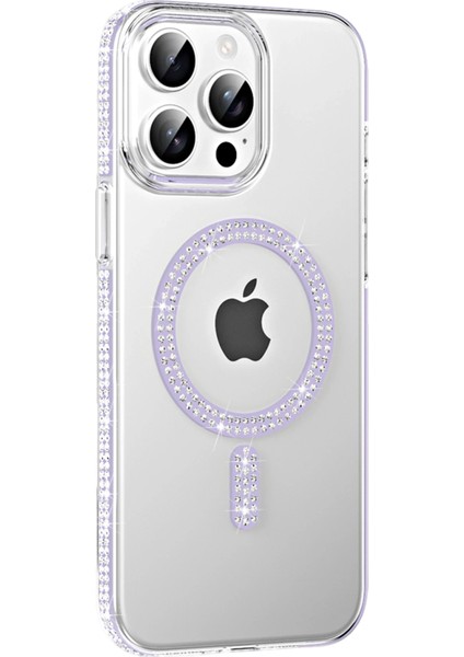 iPhone 15 Pro Kılıf 3D Taşlı Move Manyetik Şarj Özellikli Glitter Kapak