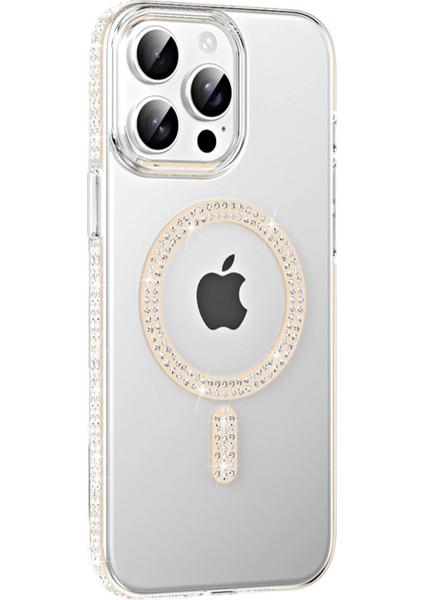 iPhone 15 Pro Kılıf 3D Taşlı Move Manyetik Şarj Özellikli Glitter Kapak