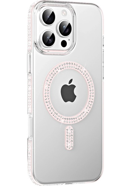 iPhone 16 Pro Kılıf 3D Taşlı Move Manyetik Şarj Özellikli Glitter Kapak