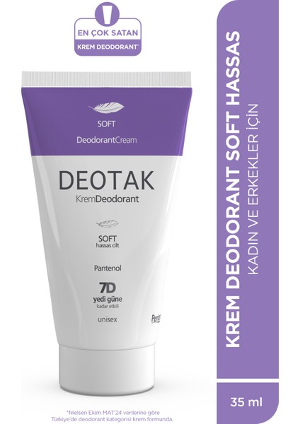 Soft Hassas Koruma 7 Güne Kadar Etkili Krem Deodorant 35 ml