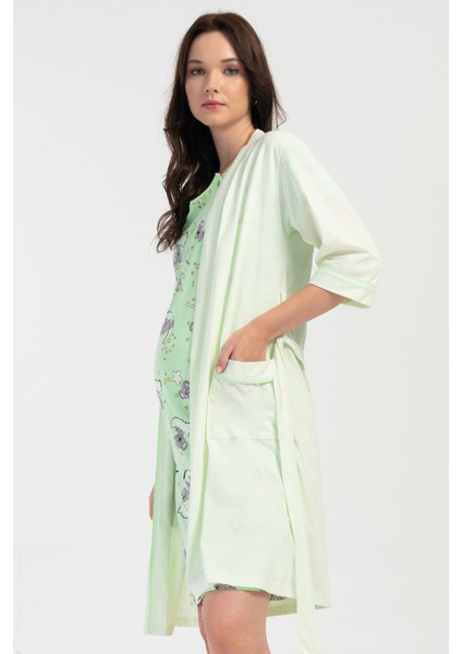 Pamuklu Kadın Kısa Kol Hamilegecelik+3/4kol Sabahlık Takım , 405363 modelleri