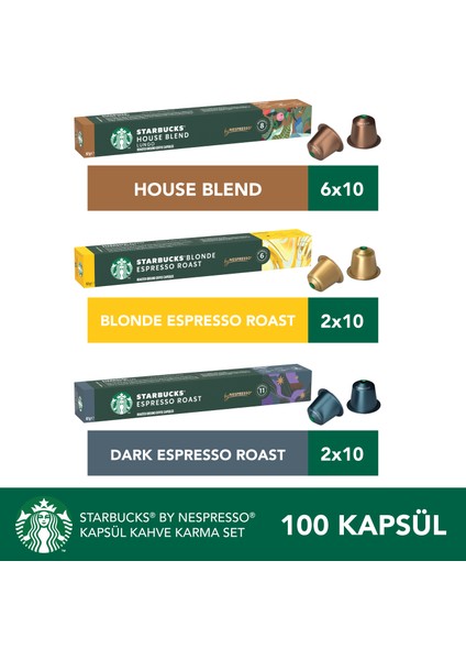 By Nespresso House Blend 60’lı, Dark Espresso 20’li, Blonde Espresso 20’li Kapsül Kahve
