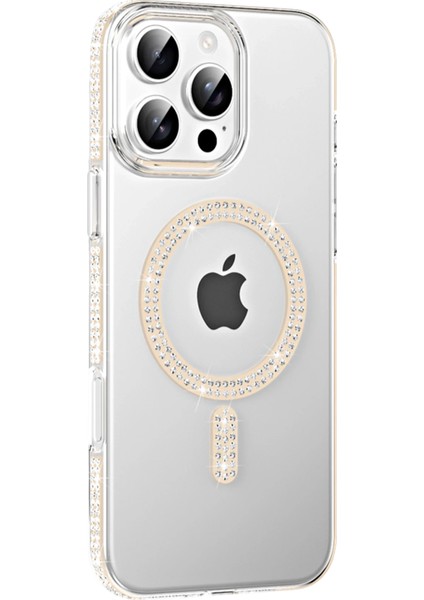 iPhone 16 Pro Kılıf 3D Taşlı Move Manyetik Şarj Özellikli Glitter Kapak