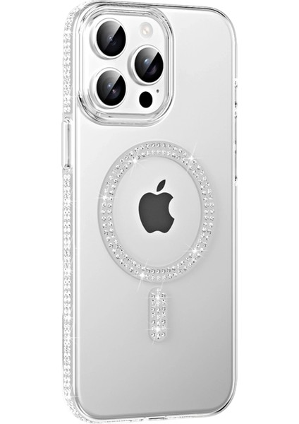iPhone 14 Pro Max Kılıf 3D Taşlı Move Manyetik Şarj Özellikli Glitter Kapak
