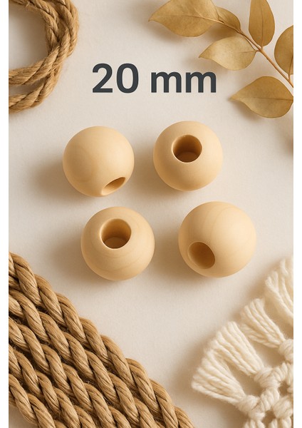 50 Adet 20 mm Ham Ahşap Boncuk modelleri