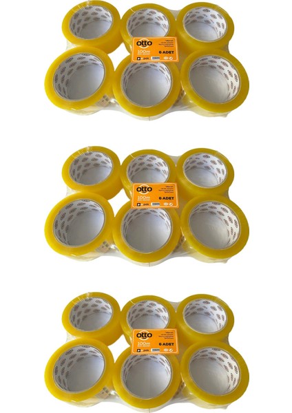 Bant Şeffaf Koli Bandı Bantı / 45 mm x 100 Metre / 6 Adetlik 3 Paket