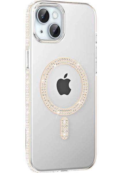 iPhone 13 Kılıf 3D Taşlı Move Manyetik Şarj Özellikli Glitter Kapak