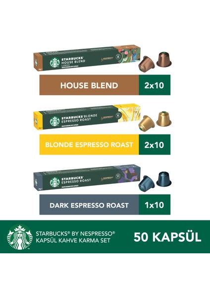 By Nespresso House Blend 20’li, Dark Espresso 10’lu, Blonde Espresso 20’li Kapsül Kahve
