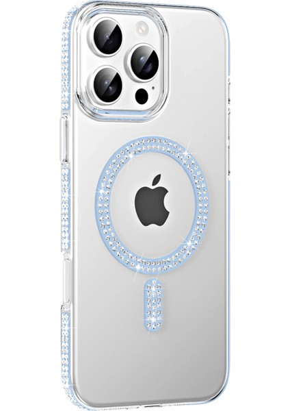 iPhone 16 Pro Max Kılıf 3D Taşlı Move Manyetik Şarj Özellikli Glitter Kapak