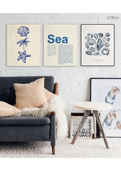 3 Parça Deniz Temalı Dekoratif Mdf Tablo Seti