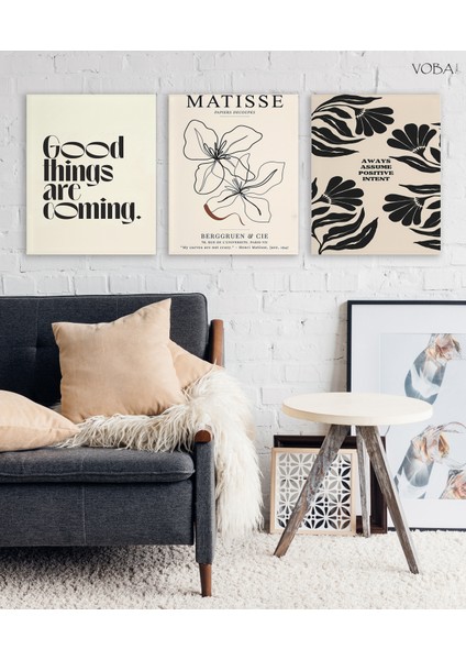 3 Parça Modern Mdf Tablo Seti