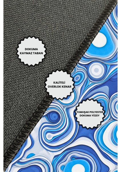Soyut Abstract Desenli Mavi Halı Dijital Baskılı Dokuma Kaymaz Tabanlı Yıkanabilir Oturma Odası Halısı indirimleri