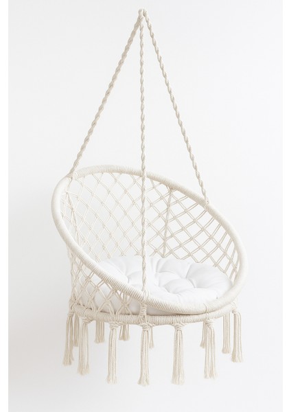 Tahahamak 5 mm 3 Büküm 1 kg Pamuk Makrome Ekru Renk Hamak Salıncak Hobi Ipi modelleri