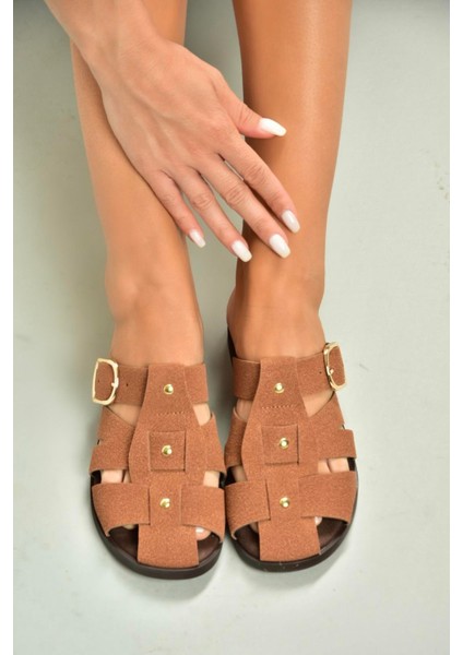 U458334202 Taba Süet Önü Kapalı Kadın Terlik fiyatları