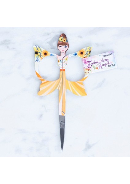 Loren Kelebek Modelli Desenli Makas Sarı - B4816.6