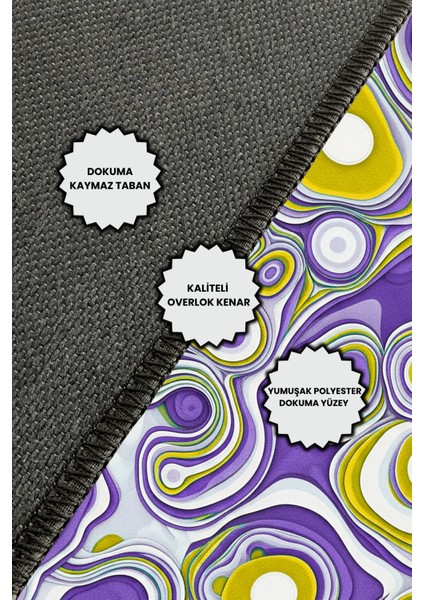 Soyut Abstract Desenli Mor Halı Dijital Baskılı Dokuma Kaymaz Tabanlı Yıkanabilir Antialerjik Oturma Odası Halısı indirimleri