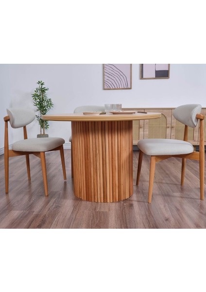 Bohem Sandalye Gürgen Çıtalı Iskandinav Masa 105 cm 4sandalye