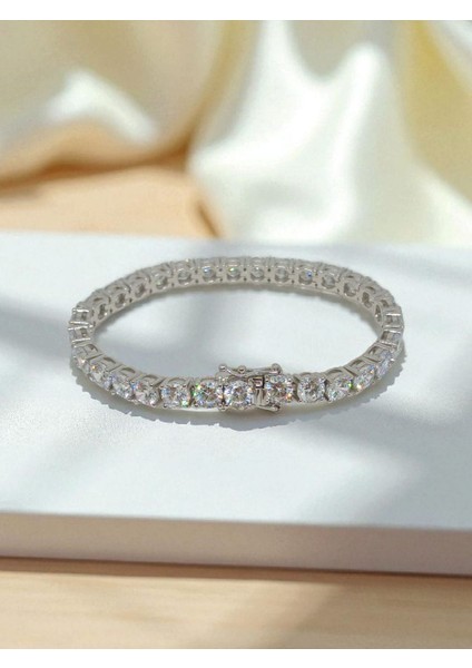 925 Ayar Gümüş Su Yolu Tenis Bileklik – Elmas Kesim Taşlı, Şık ve Gösterişli Kadın Bileklik modelleri
