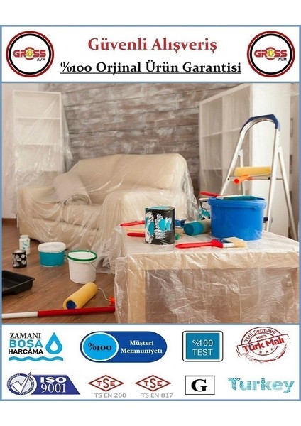 Hışır Boya Koruyucu Örtü - Hışır Eşya Koruyucu Naylon - İnce - 50M2 fiyatları