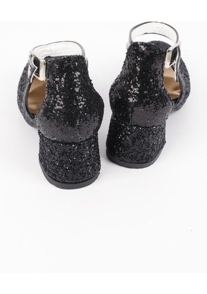Siyah Simli Topuklu Kız Çocuk Ayakkabı fırsatları