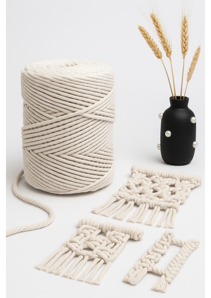 Tahahamak 1 kg 3 mm 3 Büküm Dekoratif Makrome Ipi ( 1000 gr )