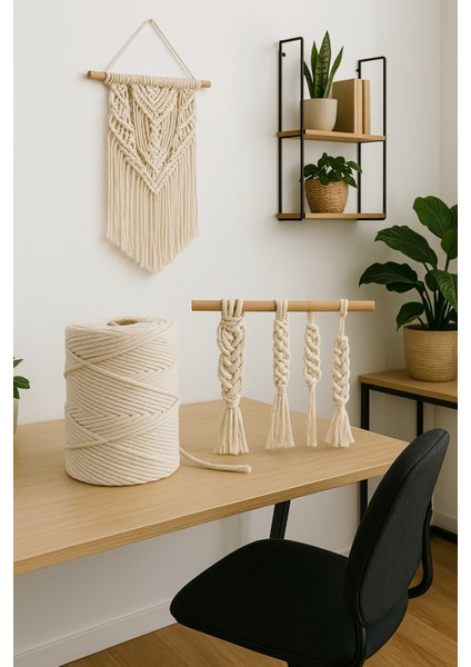 Tahahamak 1 kg 3 mm 3 Büküm Dekoratif Makrome Ipi ( 1000 gr )