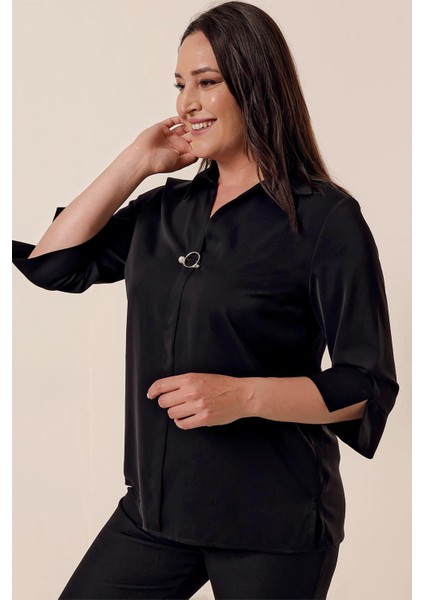 Polo Yaka Çeyrek Kol Büyük Beden Bluz modelleri