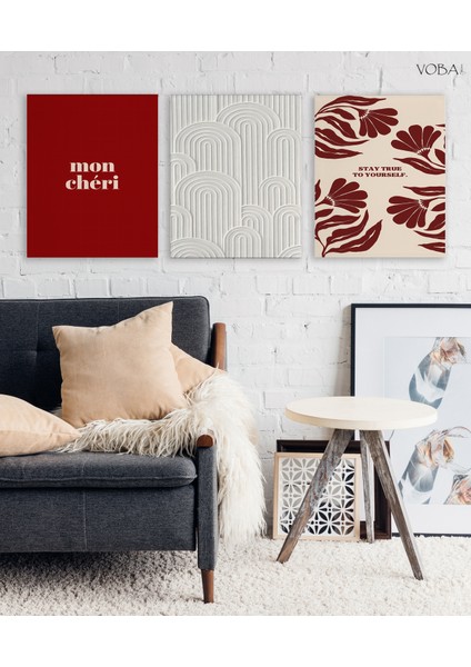 3 Parça Modern Mon Cheri Mdf Tablo Seti