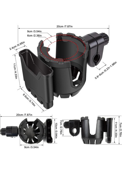 GA17 Bebek Arabası Bisiklet ve Tekerlekli Sandalyeler Için Cep Telefonu Tutuculu Içecek Tutucu Hızlı Çıkarmalı Su Şişesi Tutucu modelleri