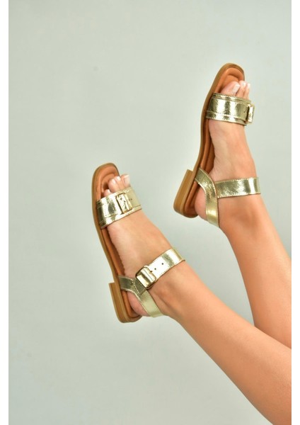 U944834003 Altın Hakiki Deri Kadın Sandalet fiyatları