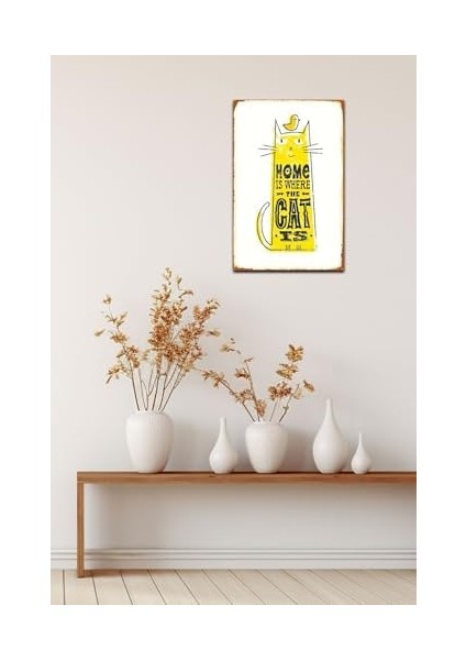 Kuşe Kağıt Duvar Posteri Cat Is Retro Vintage DRTR0040 modelleri