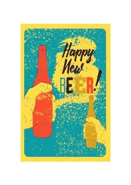 Kuşe Kağıt Duvar Posteri Happy New Beer Retro Vintage DRTR0032 fiyatları