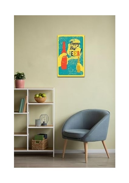 Kuşe Kağıt Duvar Posteri Happy New Beer Retro Vintage DRTR0032 modelleri