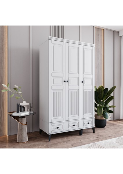 Terra 3 Kapaklı Çekmeceli Gardırop Tamamı Mdf (Beyaz) fiyatları