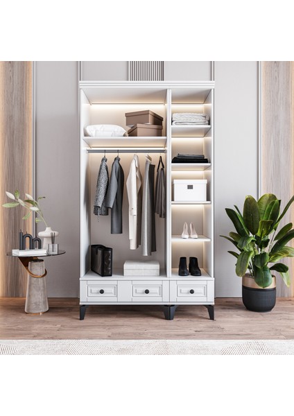 Terra 3 Kapaklı Çekmeceli Gardırop Tamamı Mdf (Beyaz) modelleri