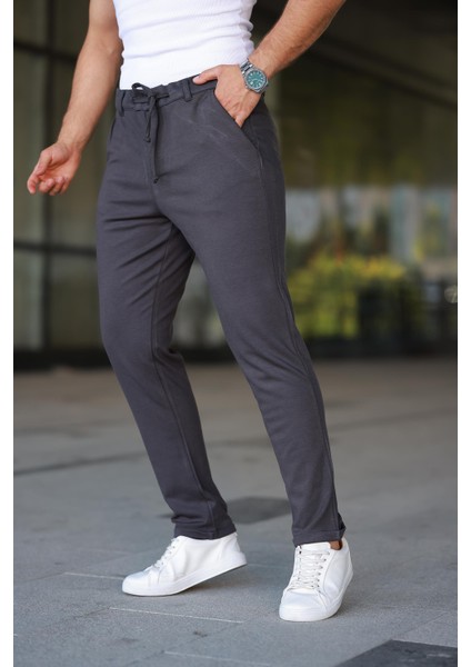 Erkek Füme Jogger Pantolon – Bağcıklı Fermuarlı Cepli - 2534 fiyatları