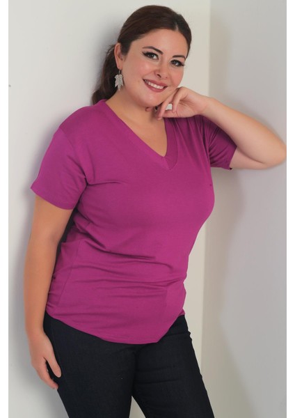 Kadın V Yaka Likralı Büyük Beden Bluz fiyatları