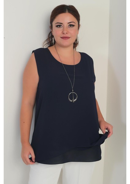 Kadın Üstü Şifon Kolsuz Büyük Beden Bluz fiyatları