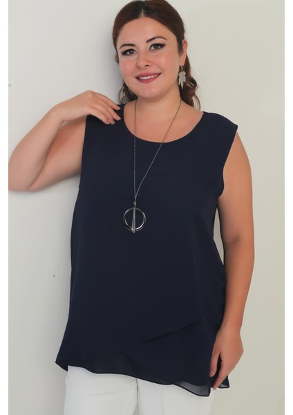 Kadın Üstü Şifon Kolsuz Büyük Beden Bluz modelleri