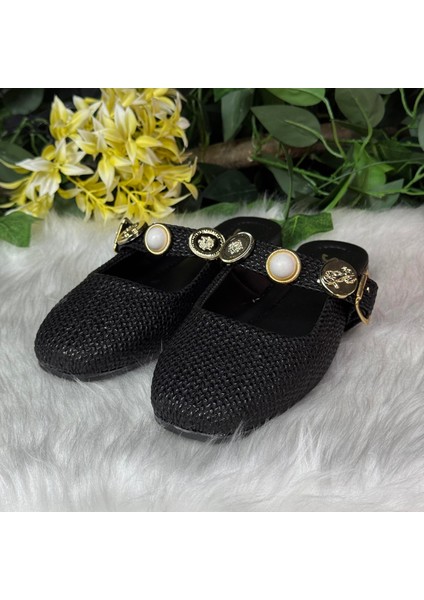 Taşlı Hasır Görünümlü Yazlık Babet M1013