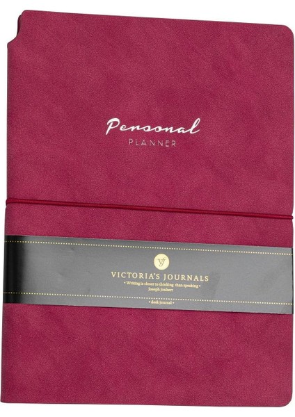 Vegan Deri Esnek Kapaklı Lastikli Planlayıcı Çizgili Not Defteri 19X25 cm Fuşya