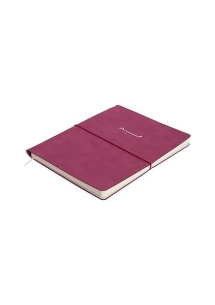 Vegan Deri Esnek Kapaklı Lastikli Planlayıcı Çizgili Not Defteri 19X25 cm Fuşya fiyatları