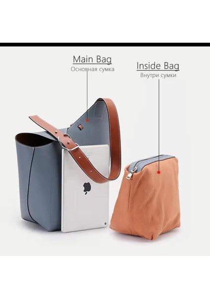 %100 Hakiki Deri Kadın Tasarımcı Tote Çanta, Kova Çanta , Askılı Omuz Çantası , Tasarım Omuz Çantası