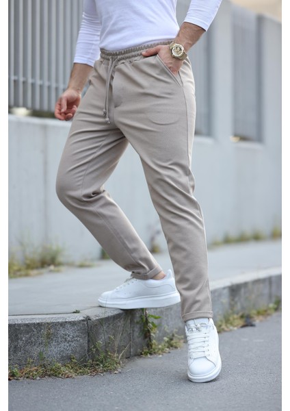 Bej Beli Lastikli Modern Fit Erkek Jogger PANTOLON-2513 fiyatları