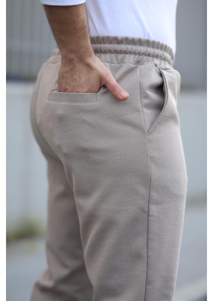 Bej Beli Lastikli Modern Fit Erkek Jogger PANTOLON-2513 modelleri