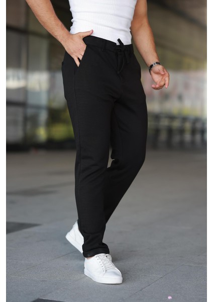 Erkek Siyah Jogger Pantolon – Bağcıklı Fermuarlı Cepli - 2534