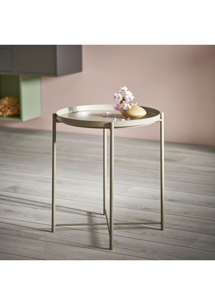 Gladom Tepsili Sehpa 45X53 cm Koyu Gri Bej Çelik Hafif ve Dayanıklı Çıkarılabilir Tepsi fiyatları
