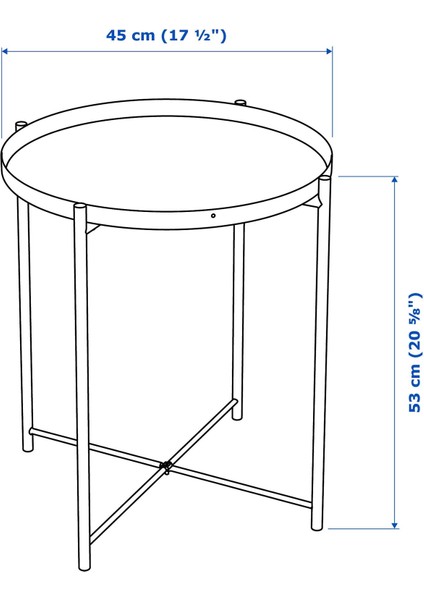 Gladom Tepsili Sehpa 45X53 cm Koyu Gri Bej Çelik Hafif ve Dayanıklı Çıkarılabilir Tepsi indirimleri